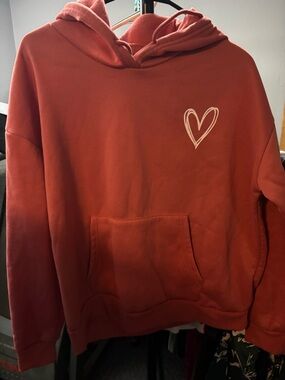 Rust Red Heart Graphic Hoodie